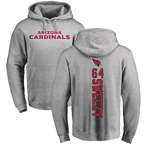 Arizona Cardinals Men Ash J.R. Sweezy Backer NFL Football #64 Pullover Hoodie Sweatshirts